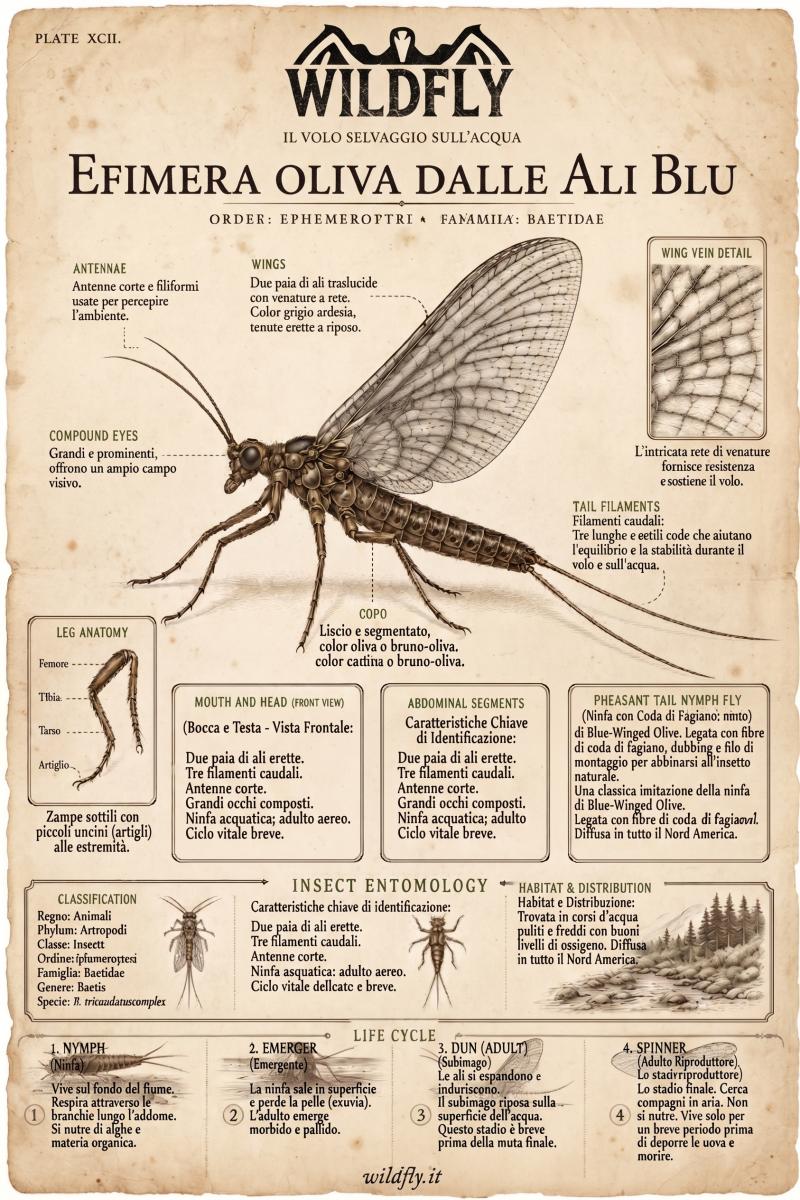 Ephemerotteri Famiglia: Baetidae - Effimera Oliva dalle Ali Blu