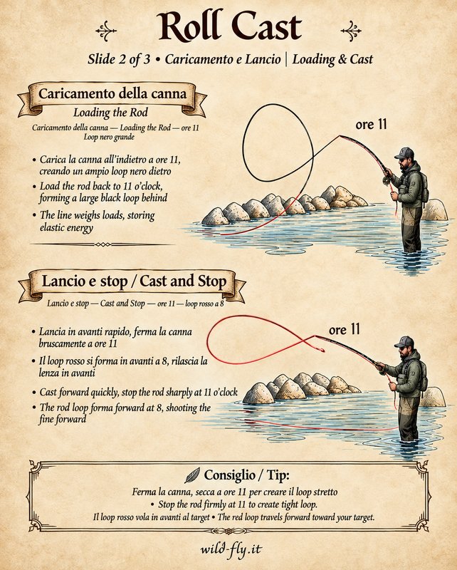 Roll Cast Guide - Guida al lancio roll cast - Roller