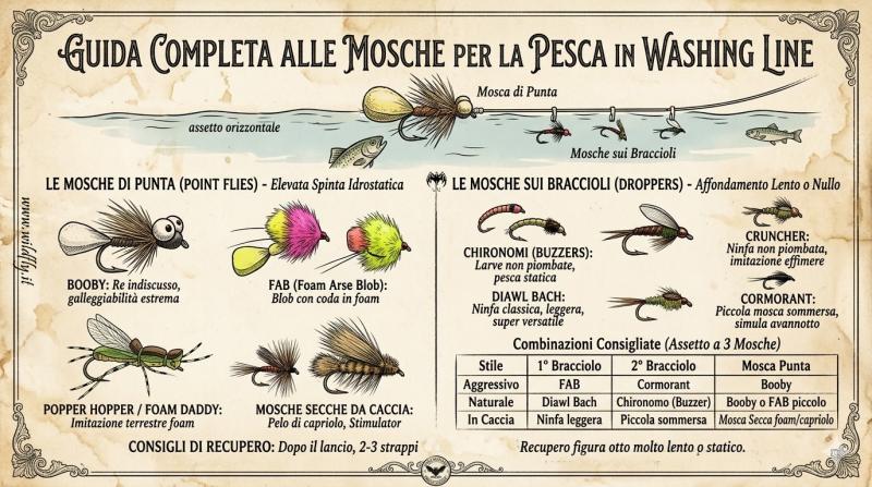 Le Mosche pi&ugrave; usate per la pesca in "Washing Line" 